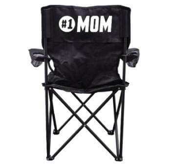 #1 Mom Black Folding Camping Chair