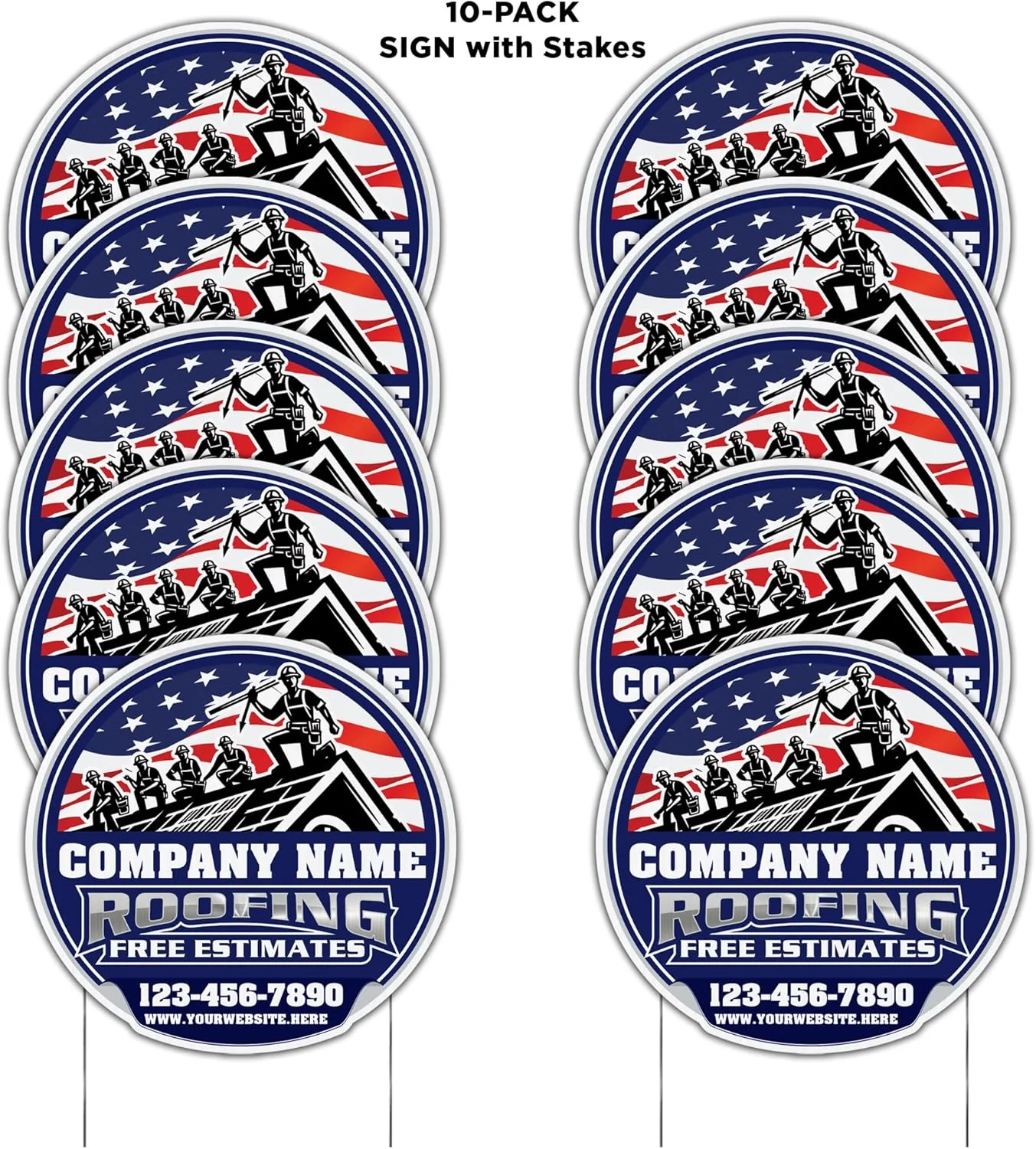 Custom Roofing Company Yard Signs | 10-Pack | 20 EZ Stakes Included - Image 6