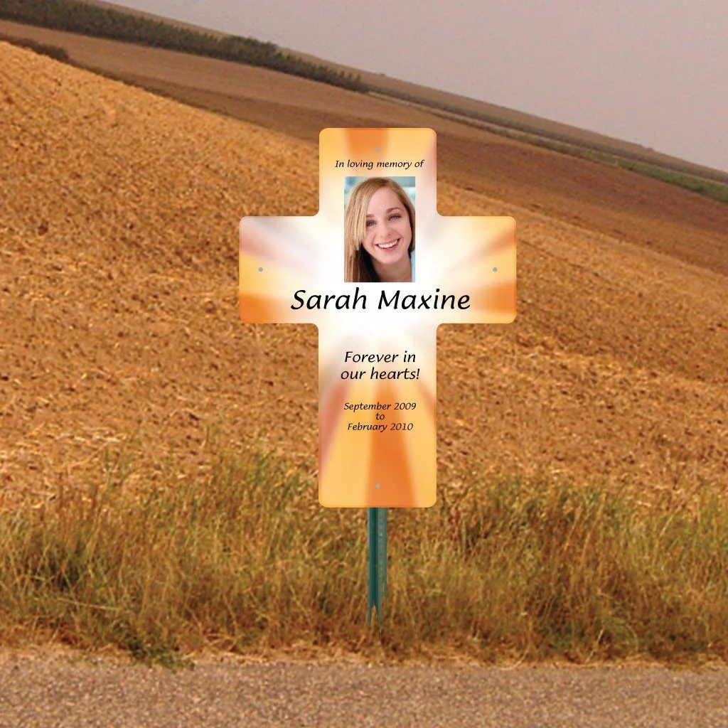22"x16" Roadside Memorial Cross Sign - Image 4