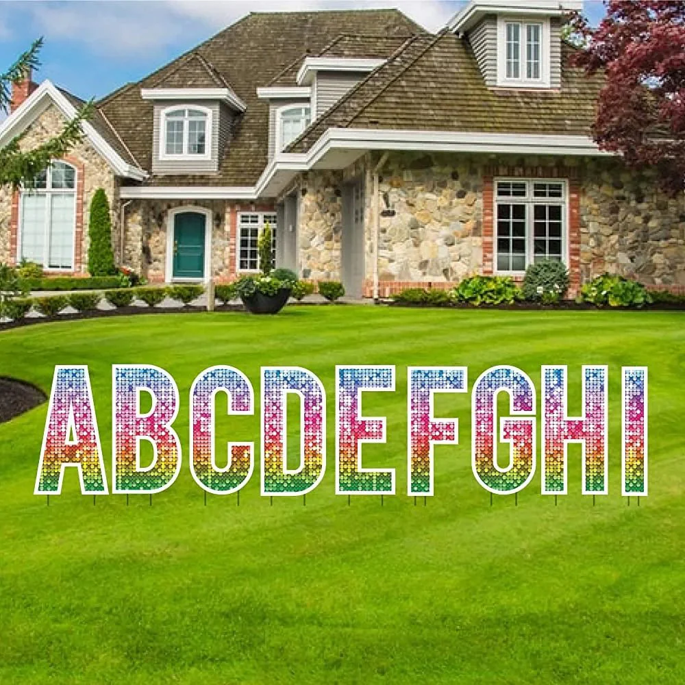 18" Alphabet Yard Card Letters | Bebas Font | Disco Sparkle | 26 pc Set - Image 15