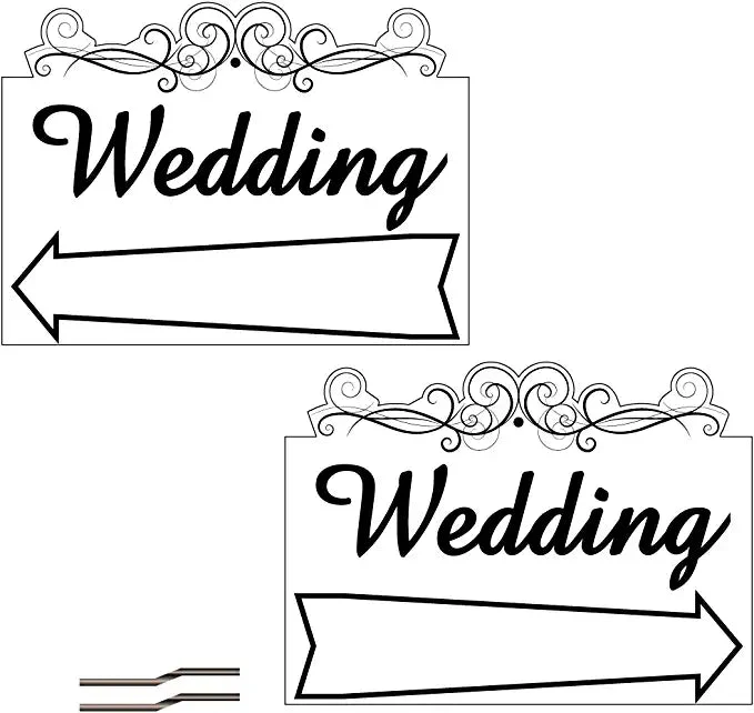 18" x 24" Ornate Arrow Shaped Wedding Yard Sign - Image 2