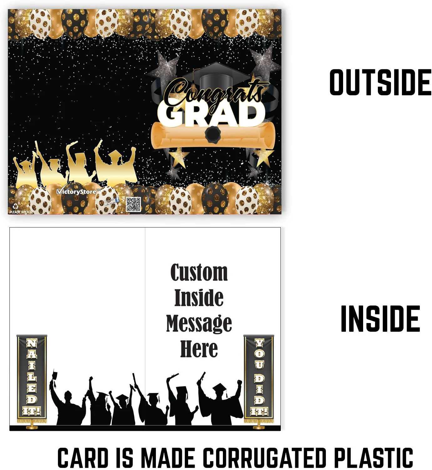 3' Giant Custom Congrats Grad Graduation Greeting Card - Image 2