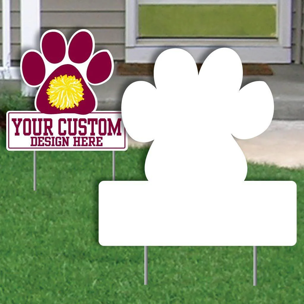 22" Pawprint with Rectangle Corrugated Plastic Yard Sign Blank - Image 2