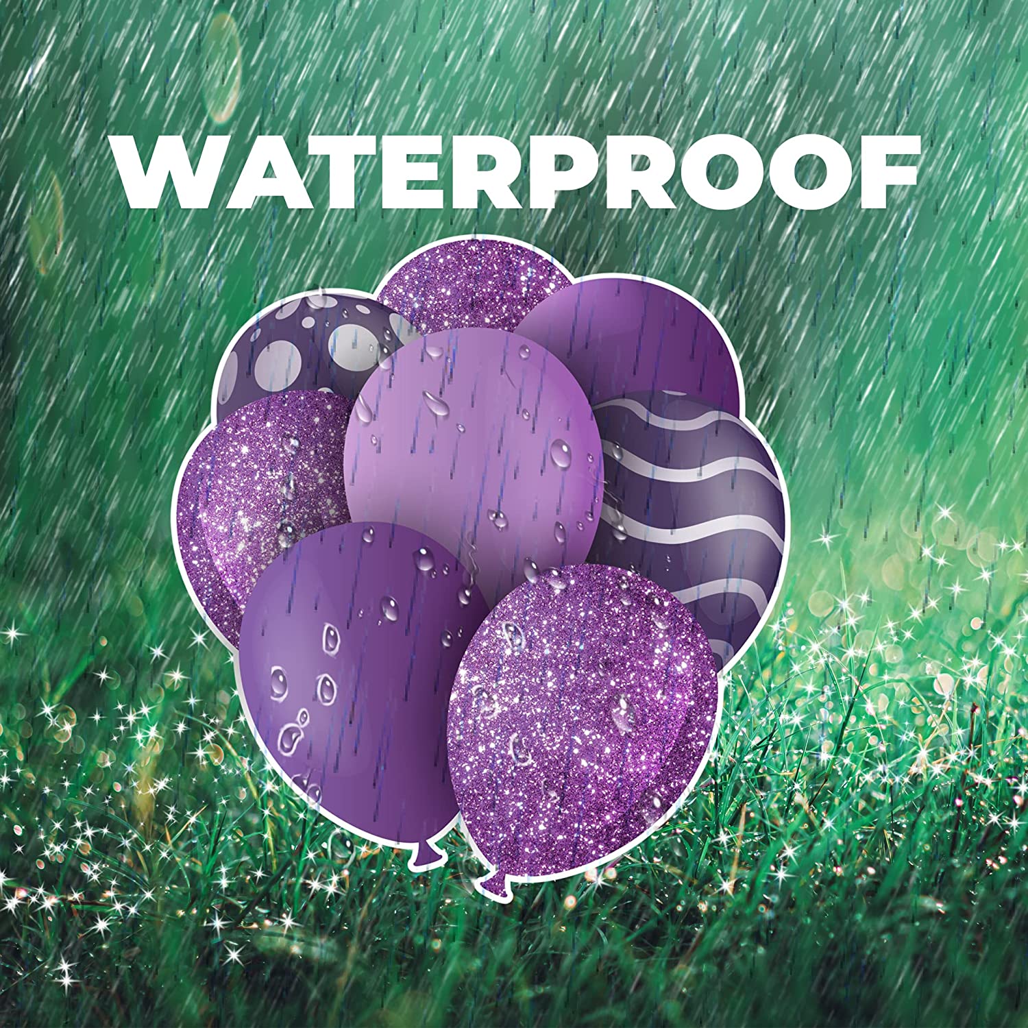 23.5" Purple Balloon Bouquets EZ Filler Yard Cards Set - Image 3