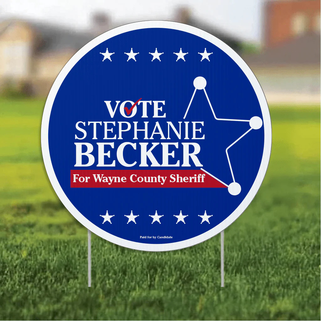 23.5" Sheriff Round Yard Sign, Two-Sided, Includes 24" EZ Stakes - Image 7