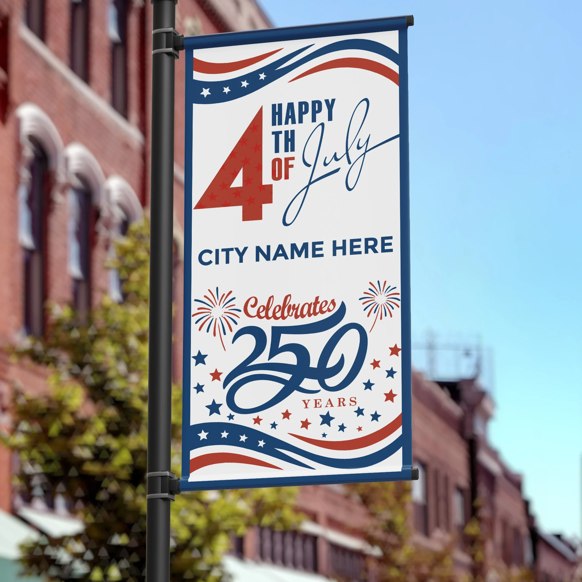 24"x48" America's 250th Pole Banner, Fireworks