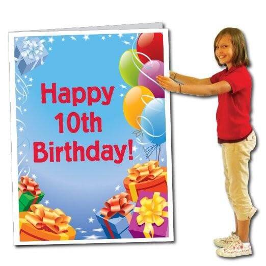 3' Giant 10th Birthday Presents and Balloons Greeting Card - Image 2
