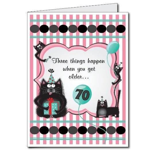 3' Giant 70th Forgetful Cats Birthday Greeting Card - Image 2