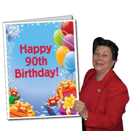 3' Giant 90th Birthday Presents and Balloons Greeting Card