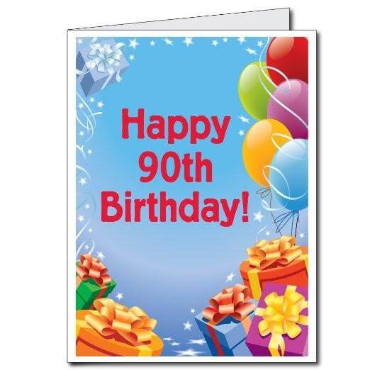 3' Giant 90th Birthday Presents and Balloons Greeting Card - Image 2