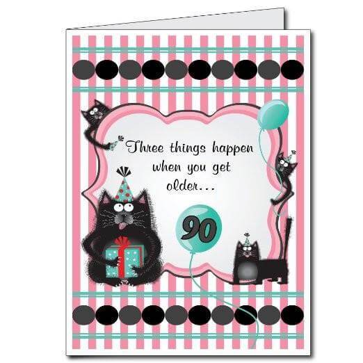 3' Giant 90th Forgetful Cats Birthday Greeting Card - Image 2
