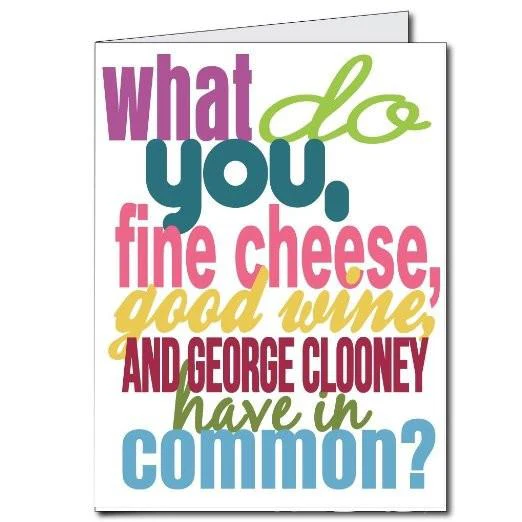 3' Giant You, Cheese, Wine, and Clooney Birthday Greeting Card - Image 2