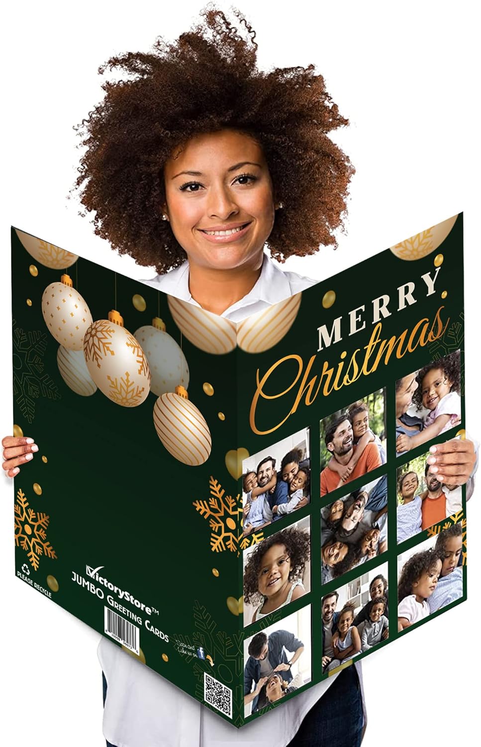 3' Custom Merry Christmas 9 Photo Greeting Card - Image 2