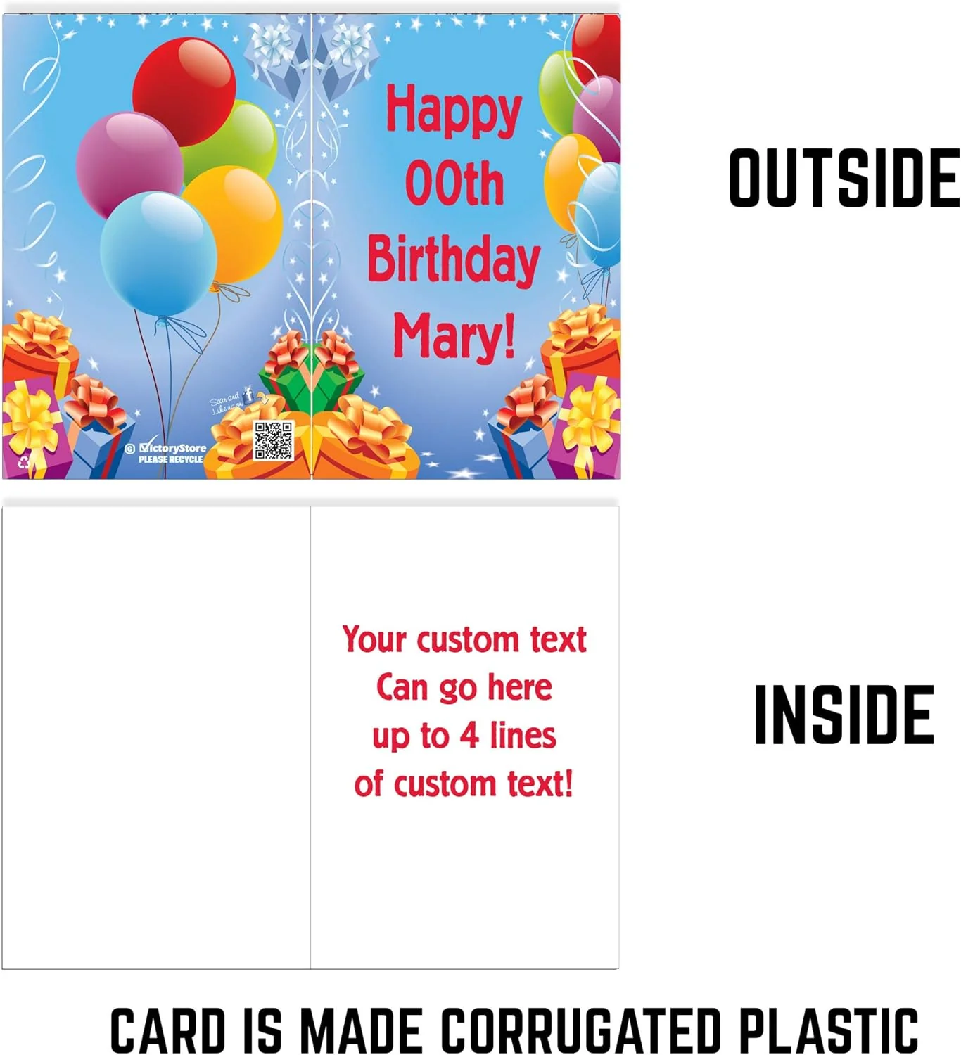 3' Custom Giant Birthday Presents & Balloons Greeting Card - Image 5