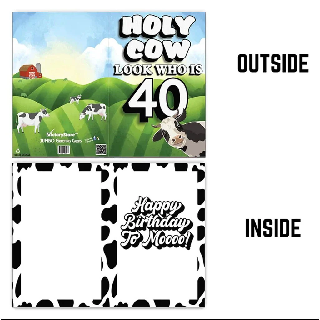 36" Jumbo Birthday Card - Holy Cow, Look Who Is 40 - Image 5