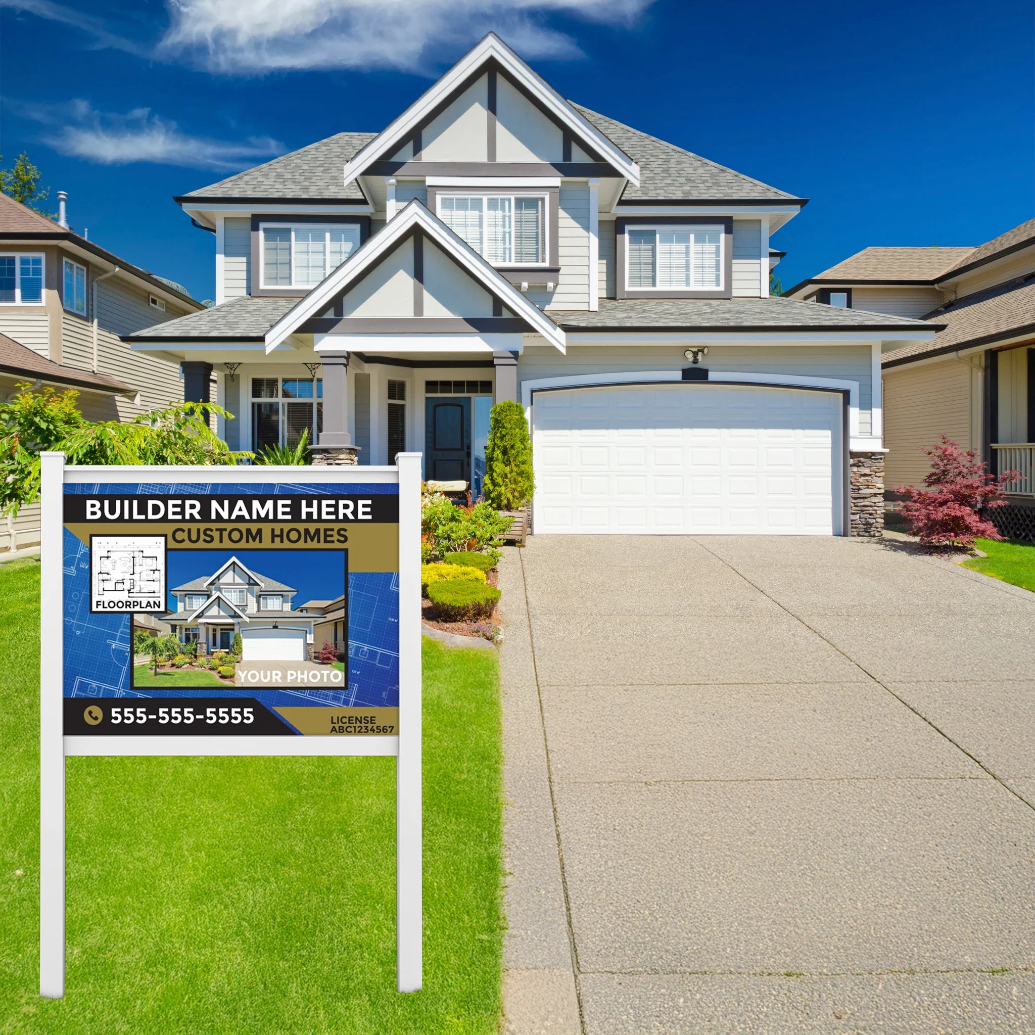 3'×4' Premium Residential Property Sign with Vinyl Frame Kit | Includes 3mm ACM Panel, 8' Vinyl Posts & Rails - Image 6