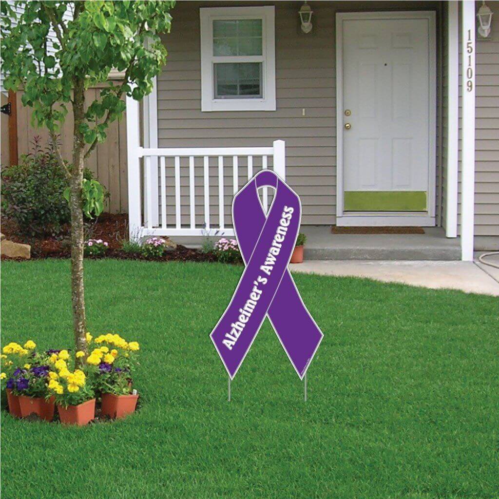 Alzheimer's Awareness Ribbon Yard Sign