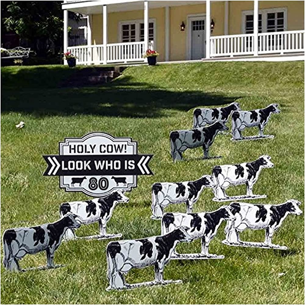 Custom Holy Cow! Look Who Is XX! Birthday Yard Card - Image 6