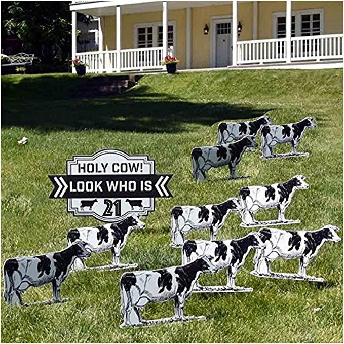 Custom Holy Cow! Look Who Is XX! Birthday Yard Card - Image 7