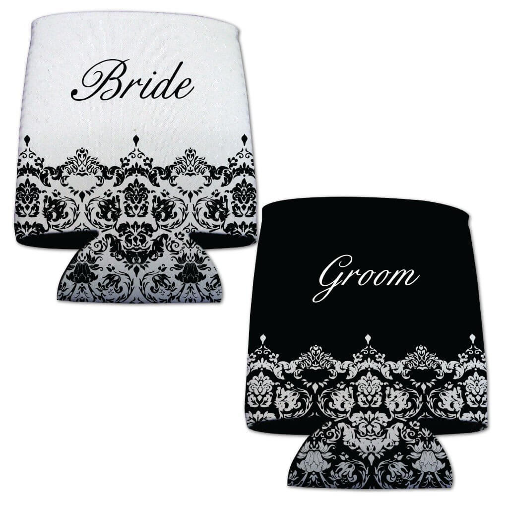Black & White Elegant Wedding Can Coolers Set - Image 4