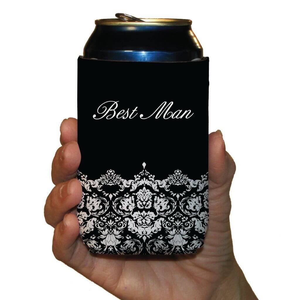 Black & White Elegant Wedding Can Coolers Set - Image 8