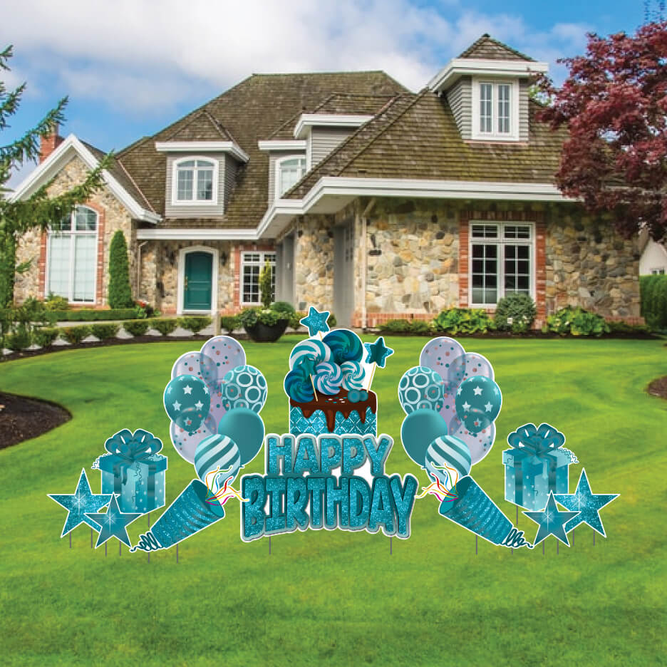 Sparkle Birthday Yard Card Greeting 12 pc Flair Set - Image 9