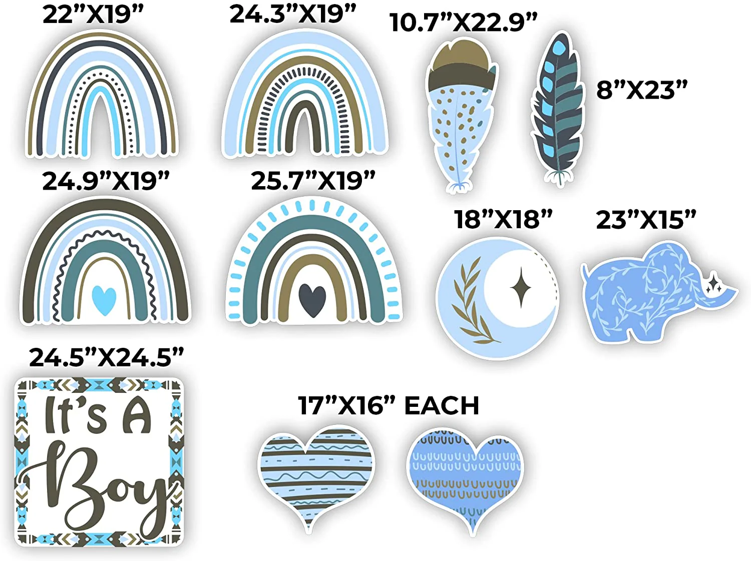 Boho Baby Boy Shower Yard Decorations, 11 Pieces - Image 2