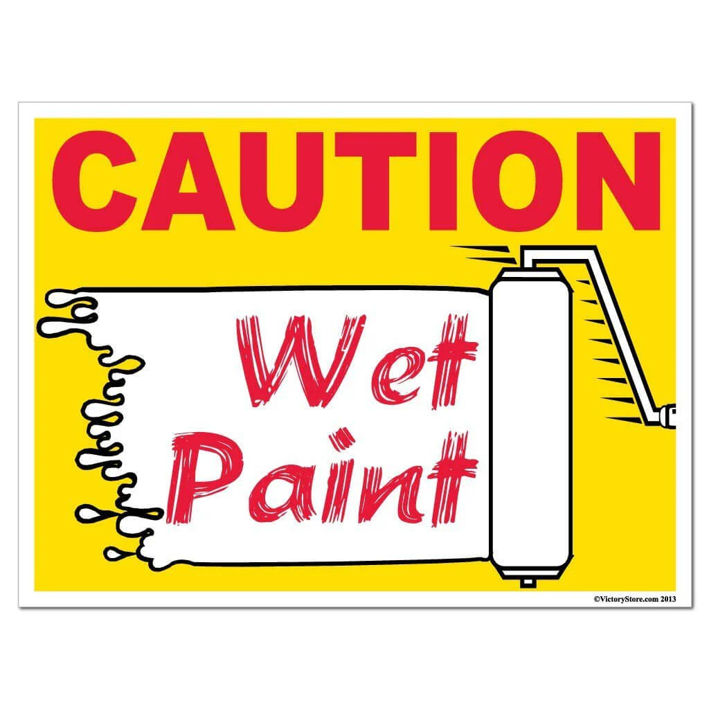Caution Wet Paint Roller Sign or Sticker - Image 3