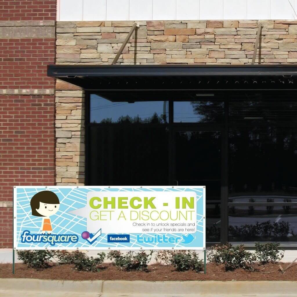 Check-in, Get a Discount! Vinyl Banner with Grommets