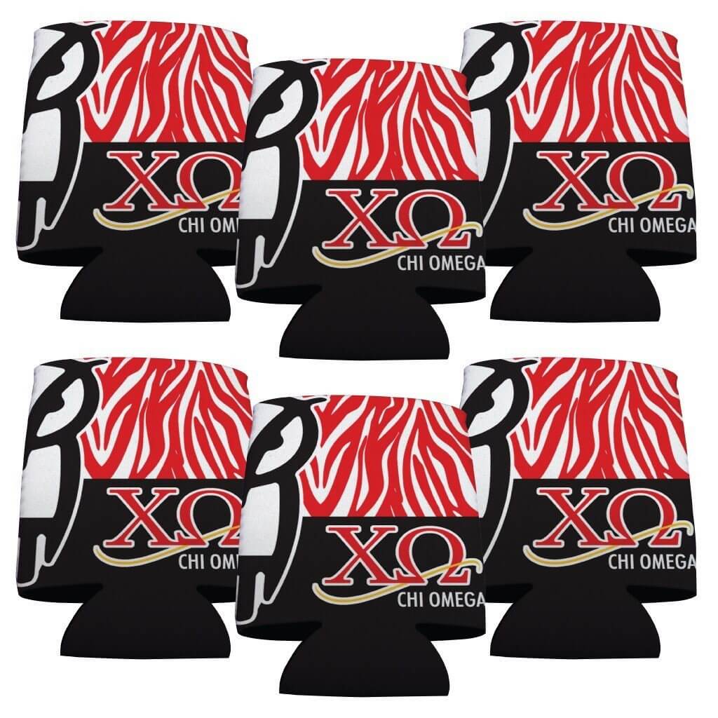 Chi Omega Red Zebra Print Can Cooler Set - Image 3