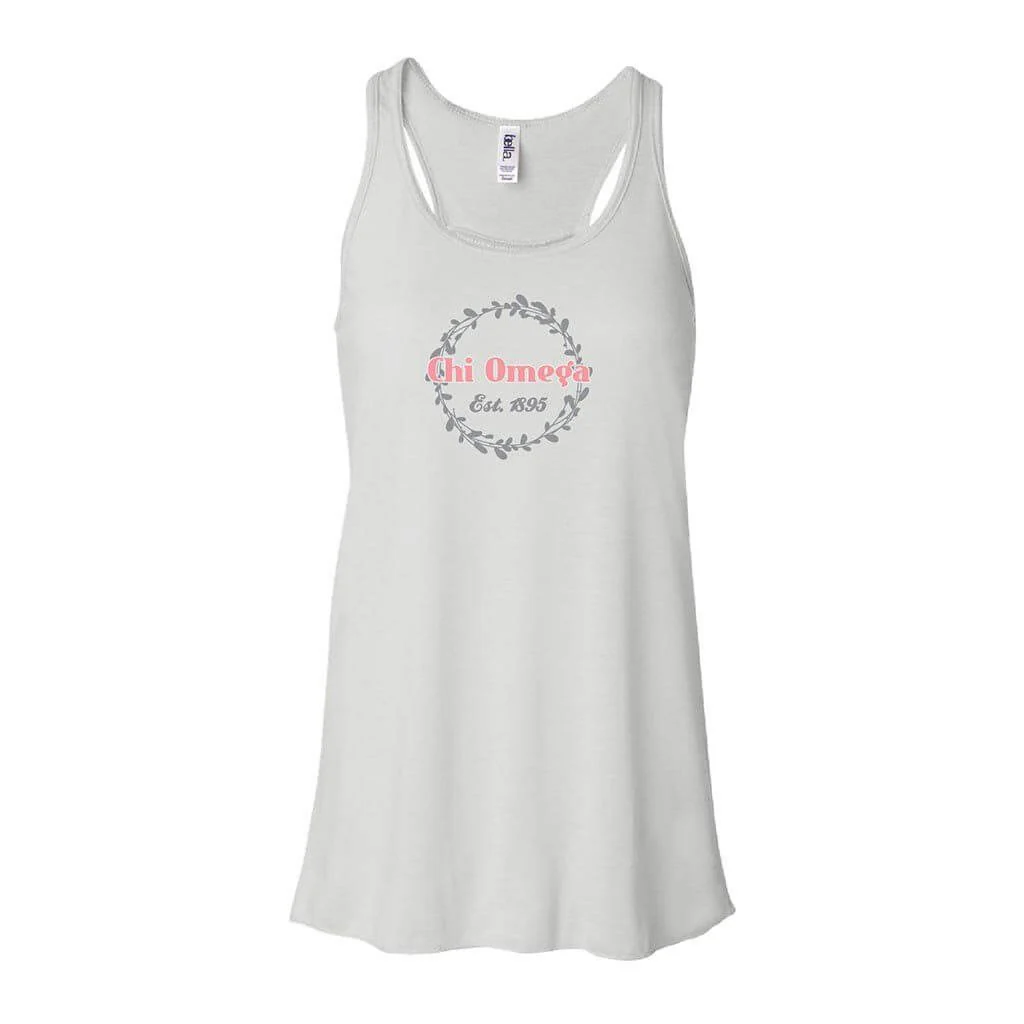 Chi Omega Laurel Wreath Women's Racerback Tank - Image 2