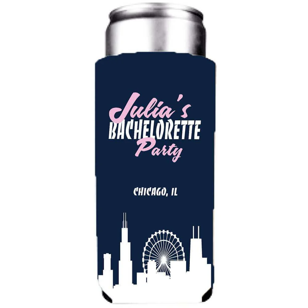 Chicago Bachelorette Party Custom Can Cooler Set - Image 4