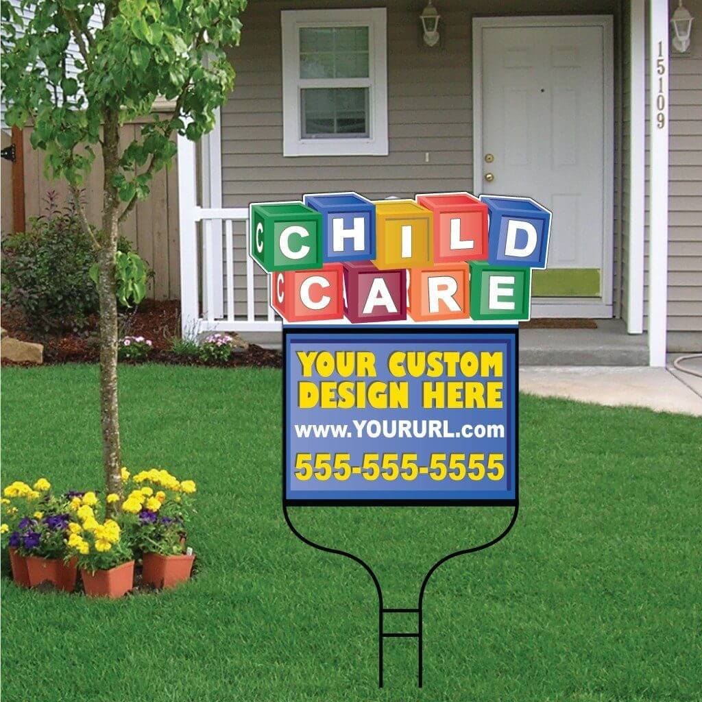 Child Care Blocks Over-the-top Yard Sign | Includes F11 Frame