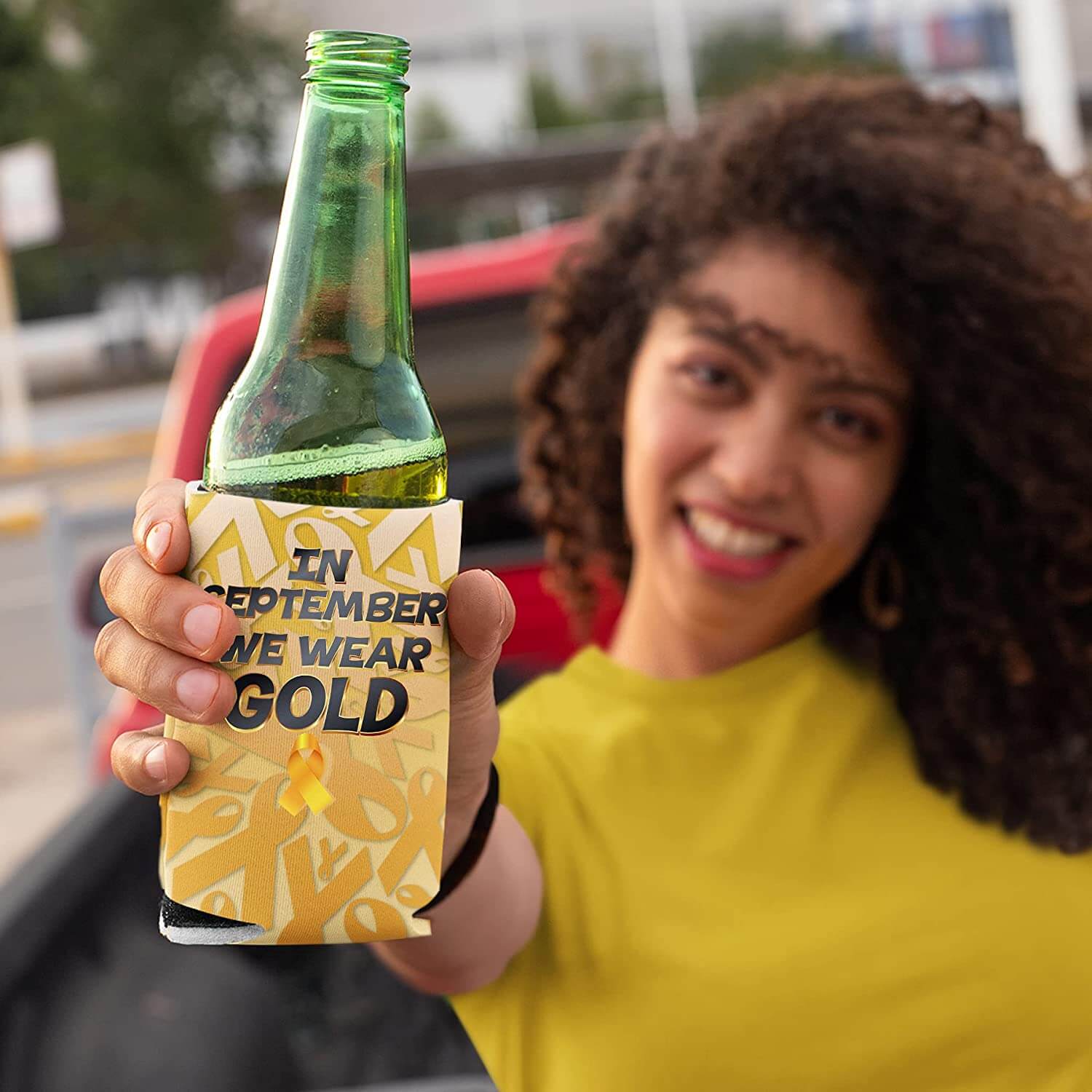 Childhood Cancer Awareness, In September We Wear Gold Can Cooler Pack
