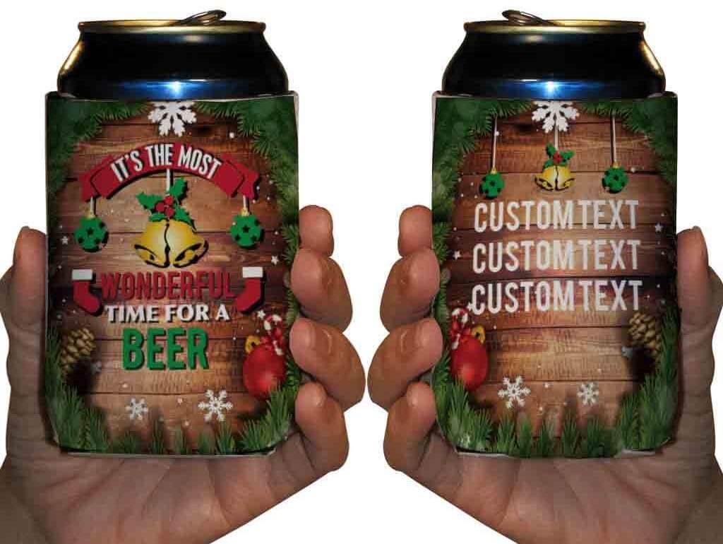 Custom Most Wonderful Time for A Beer Christmas Can Coolers - Image 3