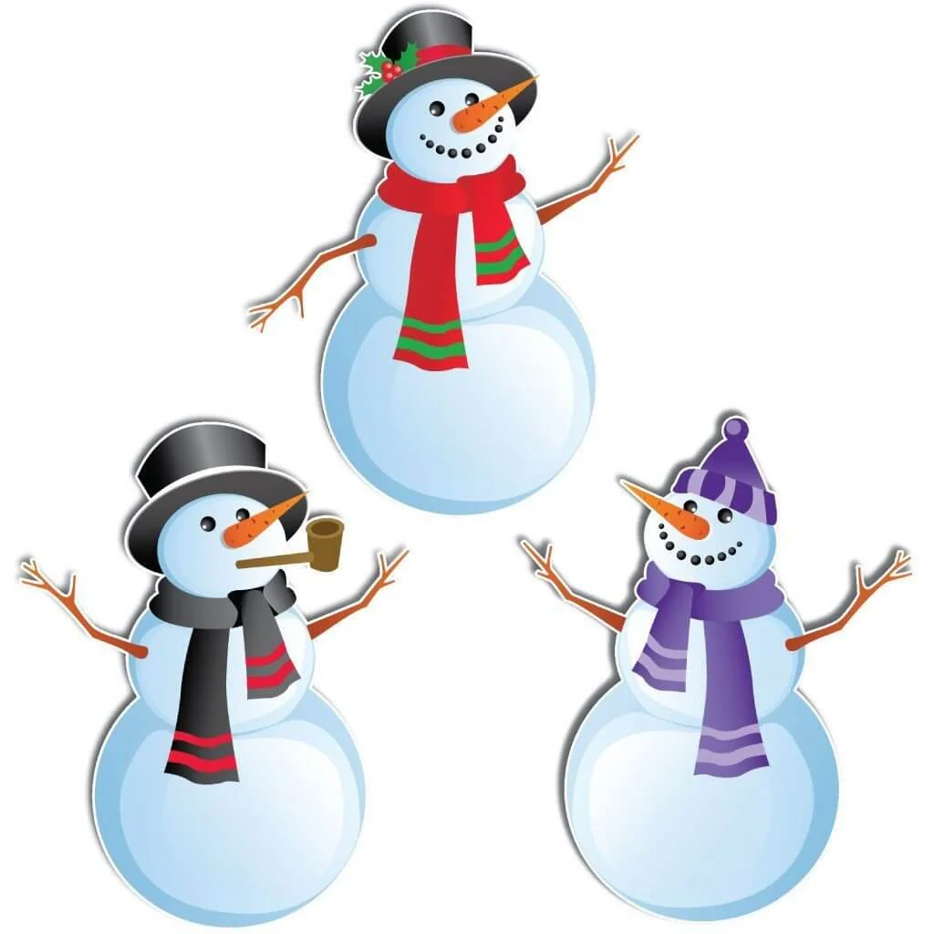 Christmas Snowmen Yard Card Decorations - 3 pc Set | Short Stakes Included - Image 2
