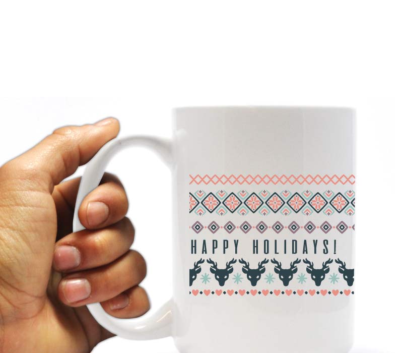 Happy Holidays Christmas Sweater Mug & Can Cooler Gift Set - Image 2