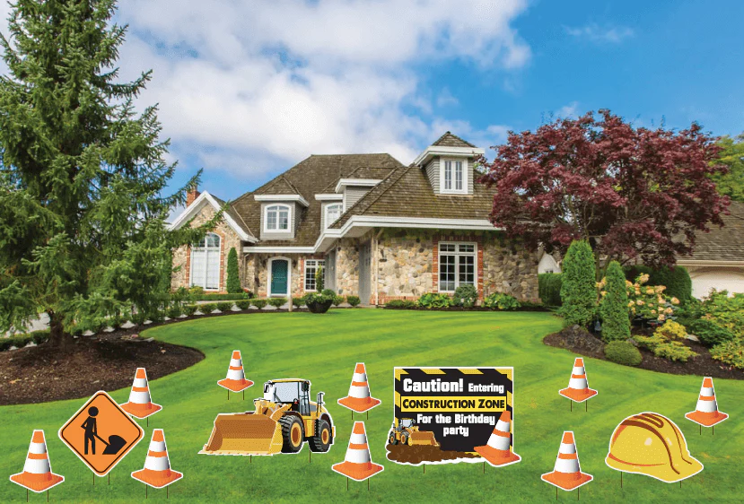 Construction Zone Birthday Yard Decoration - 13 piece set