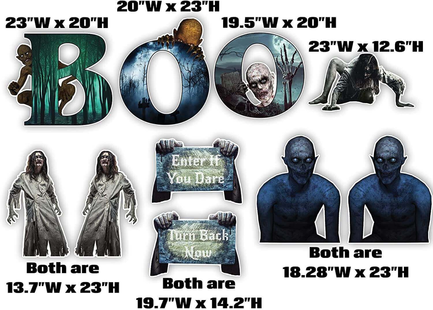 Creepy BOO Halloween Yard Card Decoration 10 piece Set - Image 2
