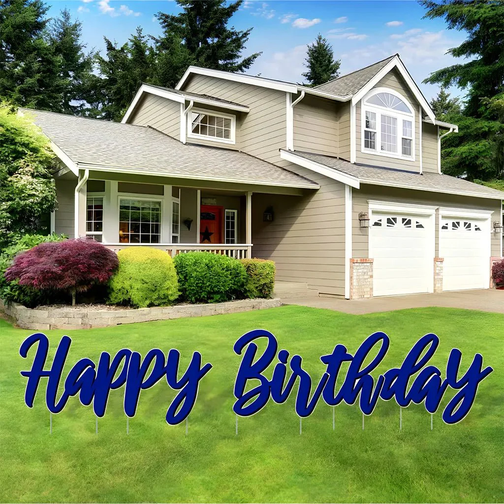 Cursive Solid Colors Happy Birthday Quick Set Yard Card 5 pc set - Image 10