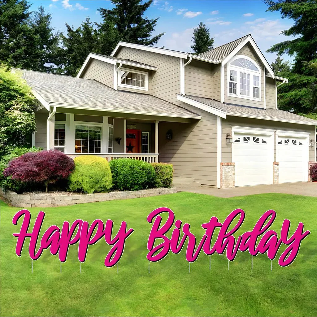 Cursive Solid Colors Happy Birthday Quick Set Yard Card 5 pc set - Image 12