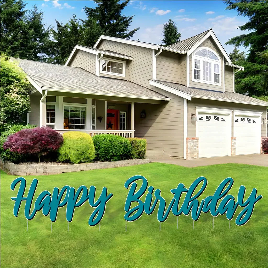 Cursive Solid Colors Happy Birthday Quick Set Yard Card 5 pc set - Image 13