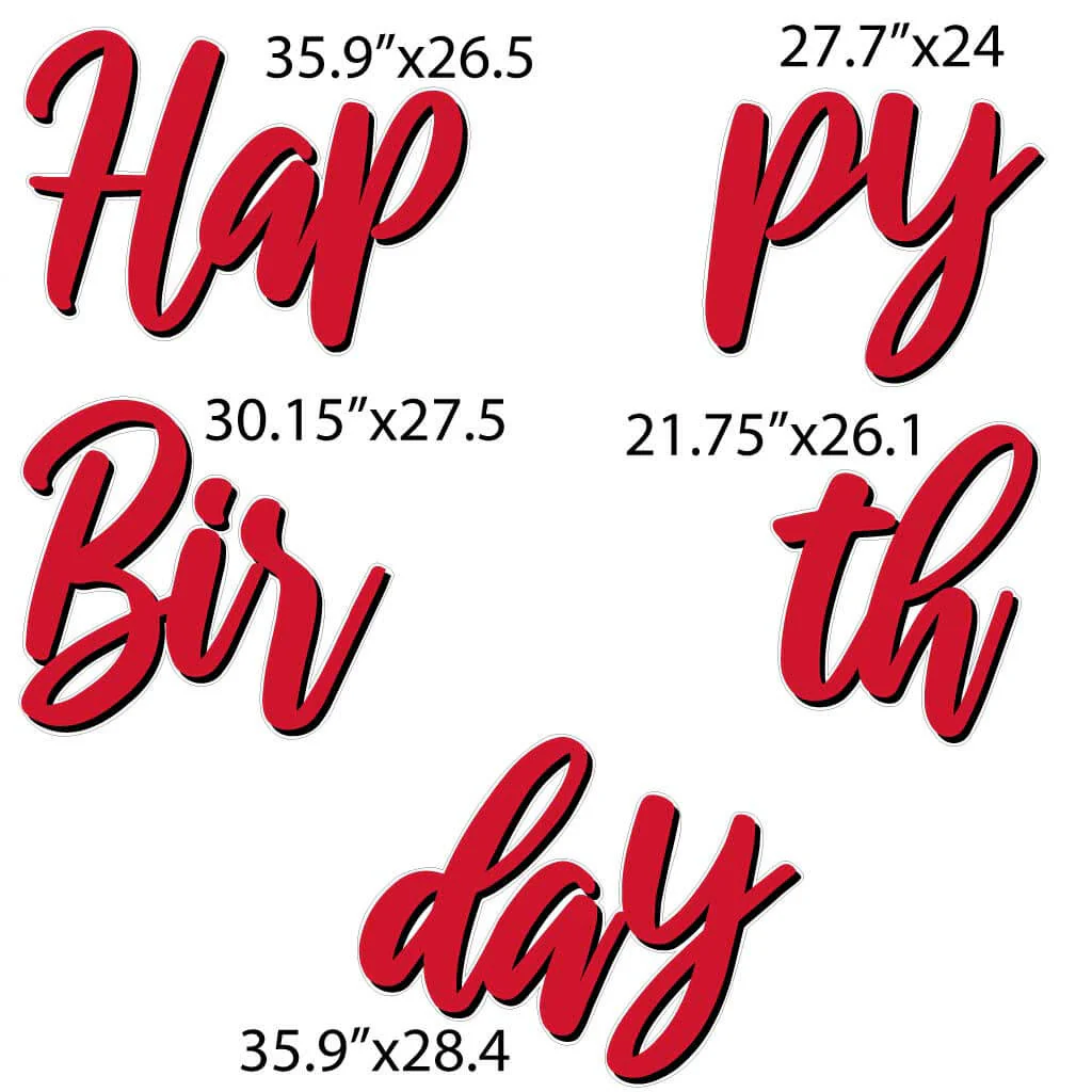 Cursive Solid Colors Happy Birthday Quick Set Yard Card 5 pc set - Image 4