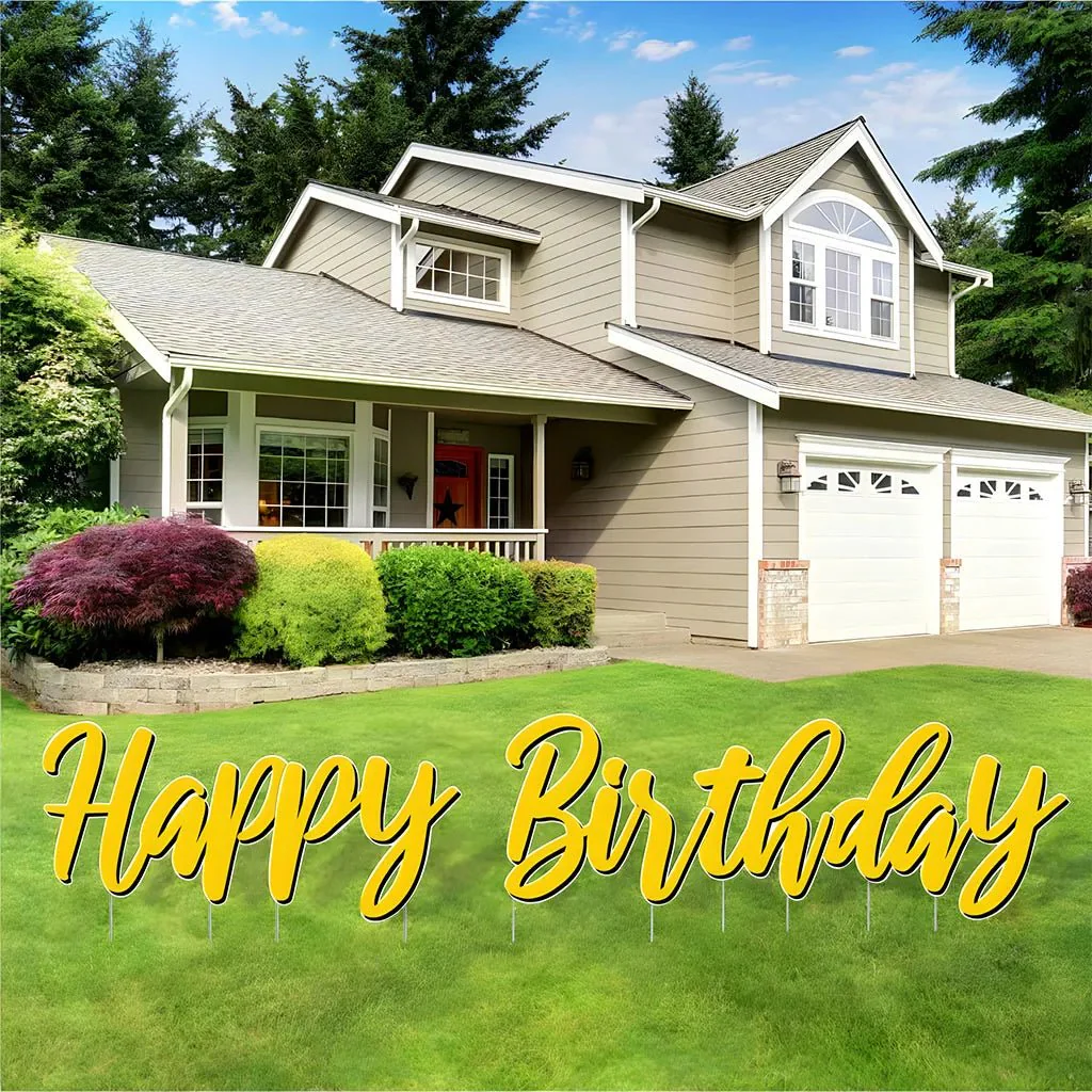 Cursive Solid Colors Happy Birthday Quick Set Yard Card 5 pc set - Image 5