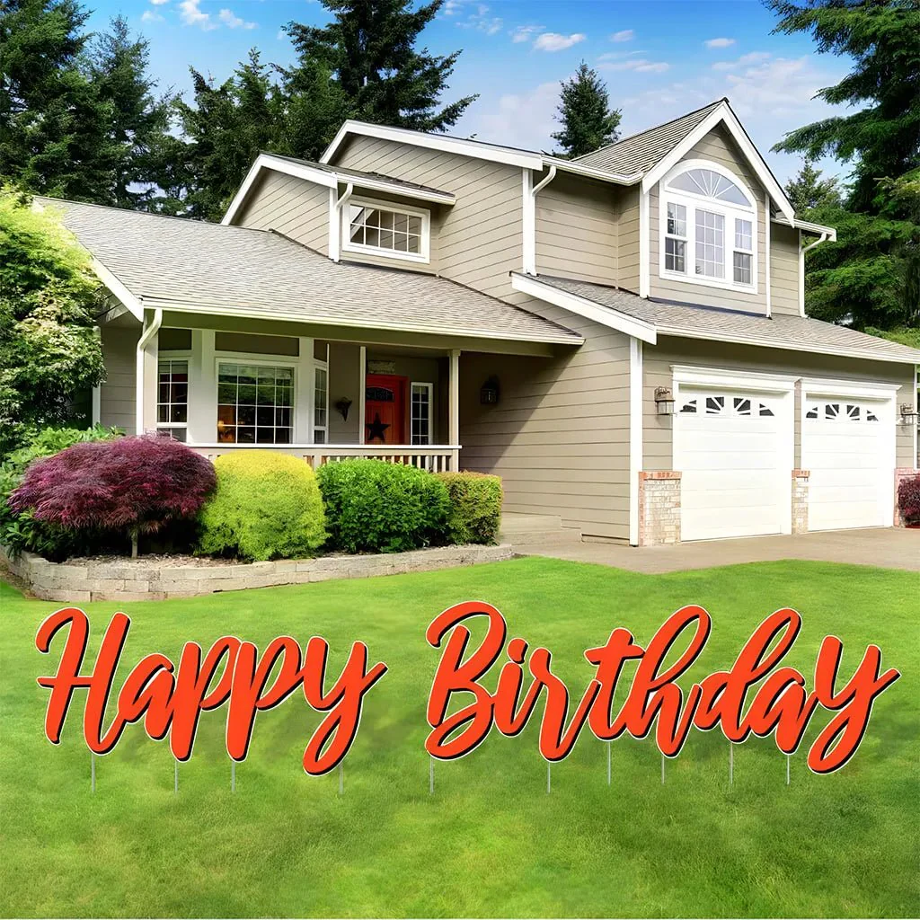 Cursive Solid Colors Happy Birthday Quick Set Yard Card 5 pc set - Image 6