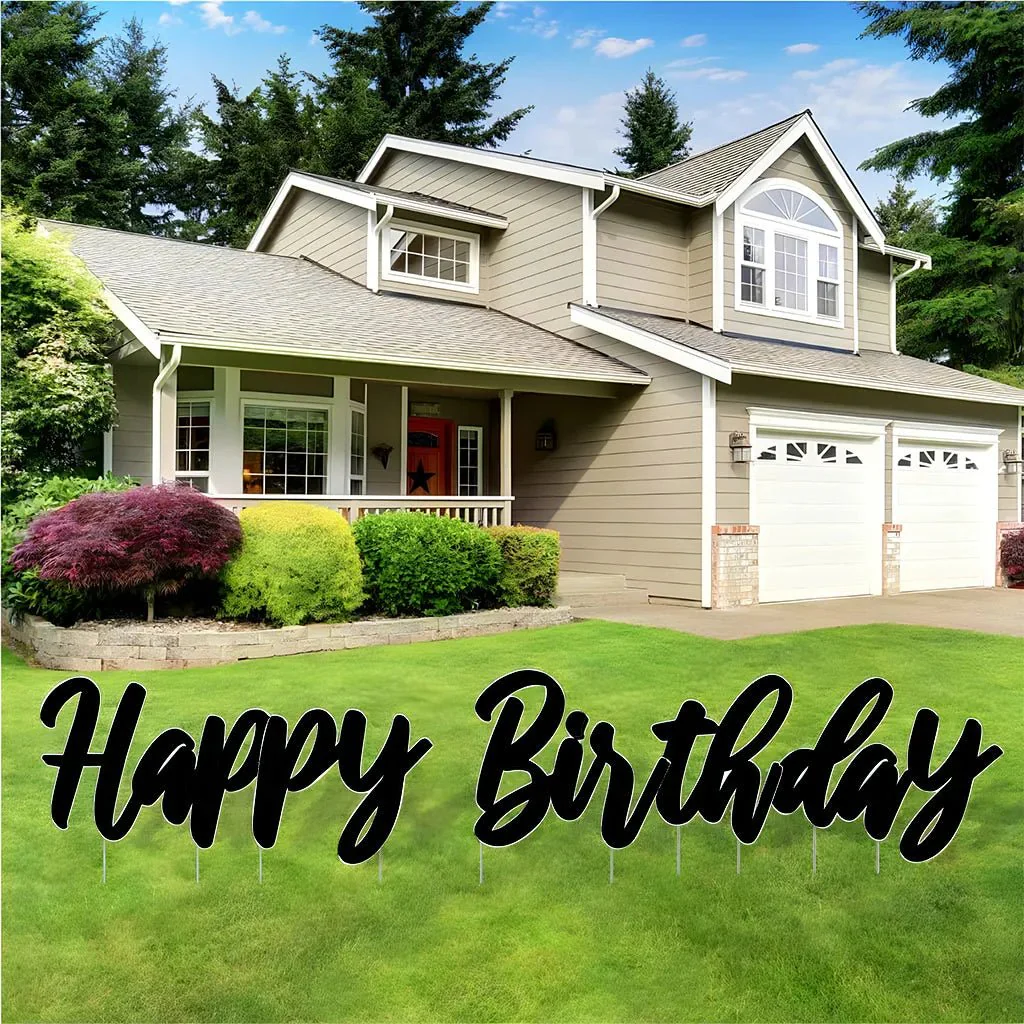 Cursive Solid Colors Happy Birthday Quick Set Yard Card 5 pc set - Image 7