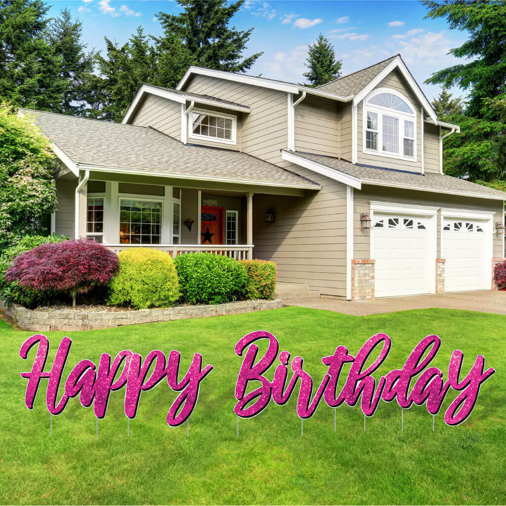 Sparkle Cursive Happy Birthday Quick Set Yard Card - 5 pc set - Image 11