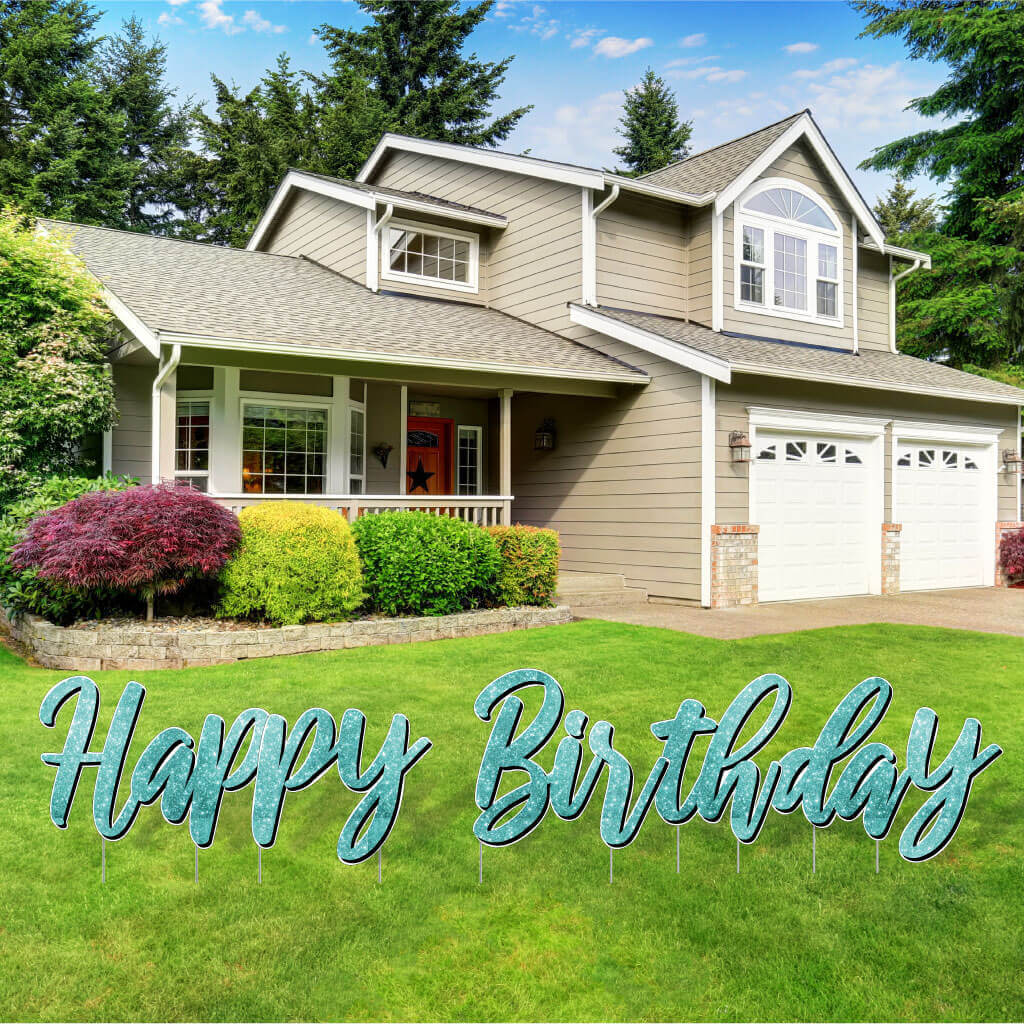 Sparkle Cursive Happy Birthday Quick Set Yard Card - 5 pc set - Image 13