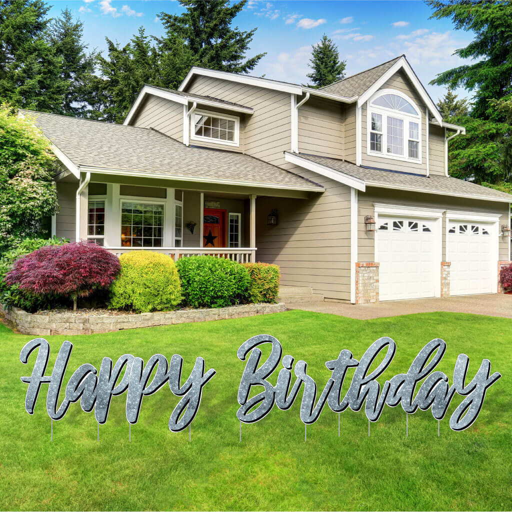 Sparkle Cursive Happy Birthday Quick Set Yard Card - 5 pc set - Image 16
