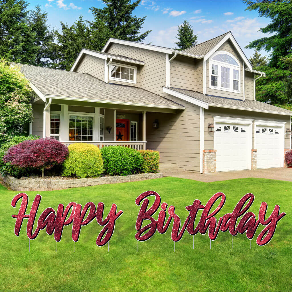 Sparkle Cursive Happy Birthday Quick Set Yard Card - 5 pc set - Image 5